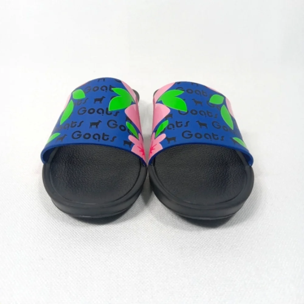 GOAT Colorful Kids Sandal Slides Blue Pink Green Floral Size 4